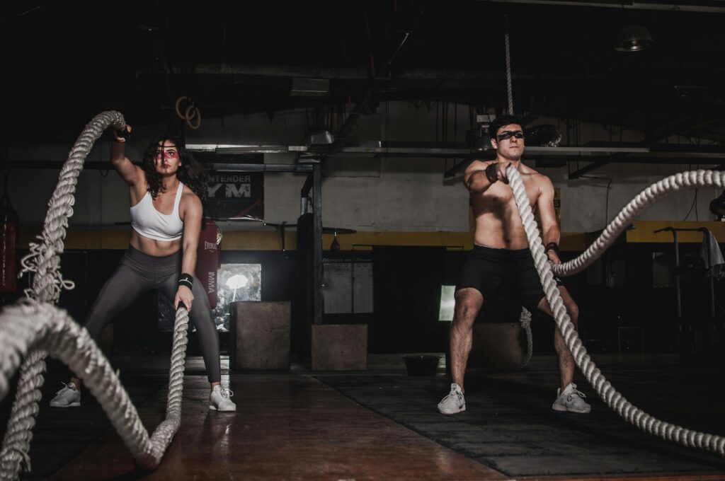 two people hardworking for fitness goals