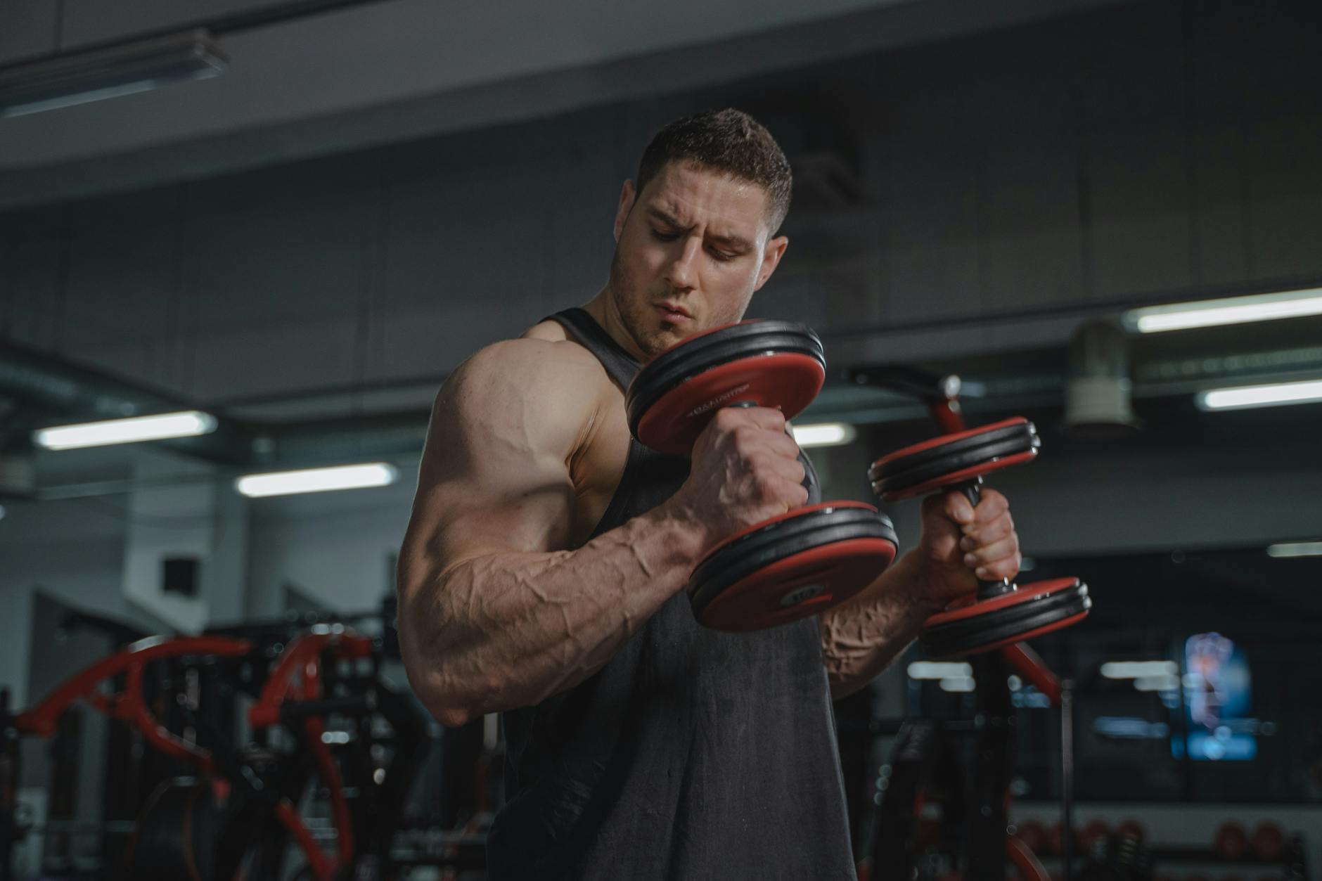 a men doing hammer biceps curl exercise - biceps exercise