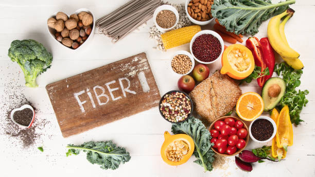 High Fiber Foods. Healthy balanced dieting concept. Top view , gut health fiber foods